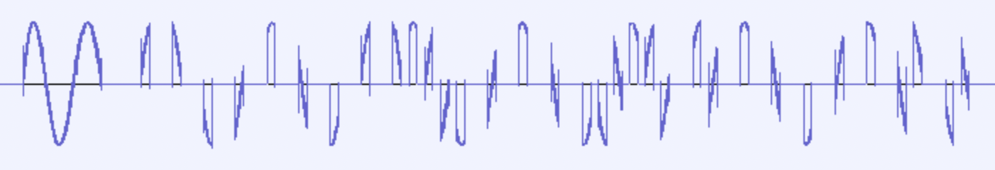 Audacity waveform showing the remote signal with low frequency modulation